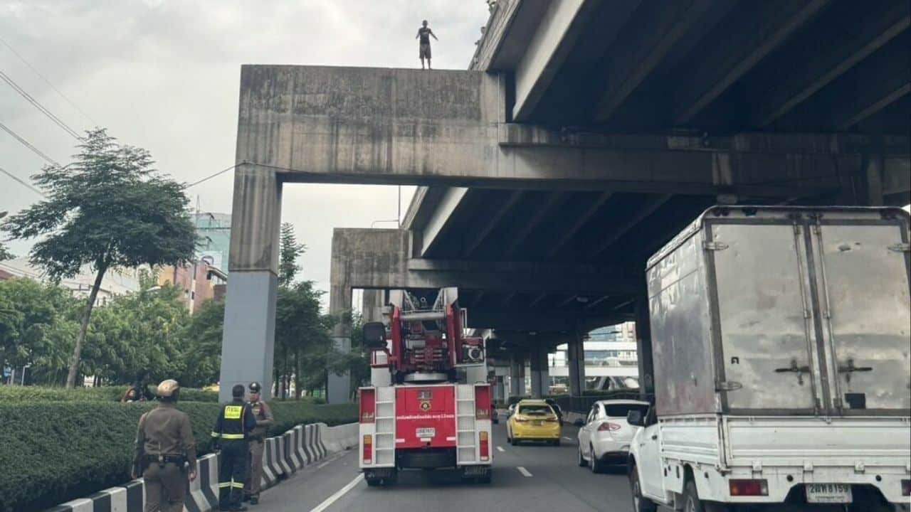 Мужчина упал с опоры на дорогу у автомагистрали Вибхавади